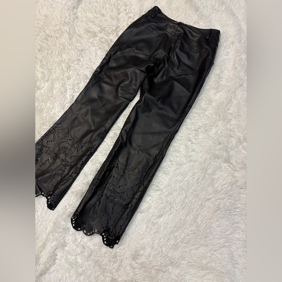 Anthropologie Laser Cut Faux Leather Pants - Picture 3 of 4